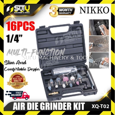 NIKKO XQ-T02 16PCS 1/4" Air Die Grinder Kit with Case