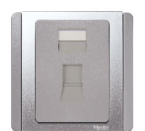 Schneider 1 Port E3000 Flat Shuttered Faceplate, White