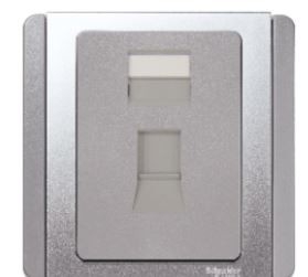 Schneider 2 Port E3000 Flat Shuttered Faceplate, White