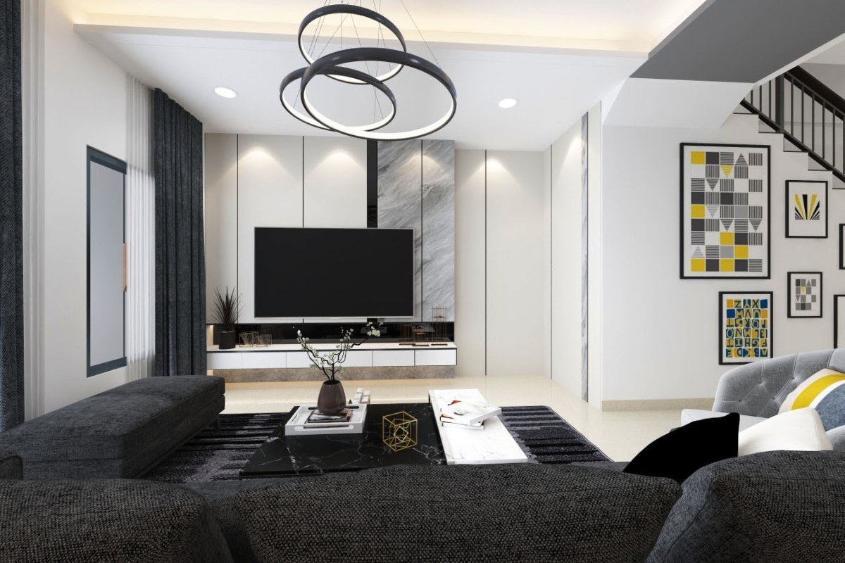 Living Room Modern Interior Design Features Wall TV Console Cabinet Customized Furniture Renovation -Glenmarie, Tebrau, Johor Bahru (JB) Living Room Modern Interior Design Features Wall TV Console Cabinet Customized Furniture Renovation -Glenmarie, Tebrau, Johor Bahru (JB) Living Design Residential Design Carpentry Work - Customize Carpentry Work