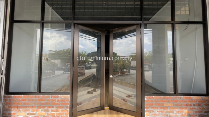 aluminium shopfront( MB + clear glass) +double swing door@persiaran Impian, Taman Impian Ehsan.,Balakong 