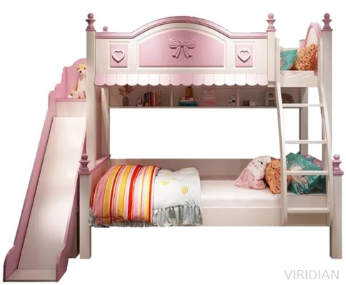 MDF + Solid Rubber Wood Bunk Bed With Slide - Z1929SD