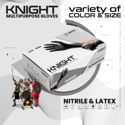 KNIGHT Latex Multi-purpose Gloves (Black Colour)