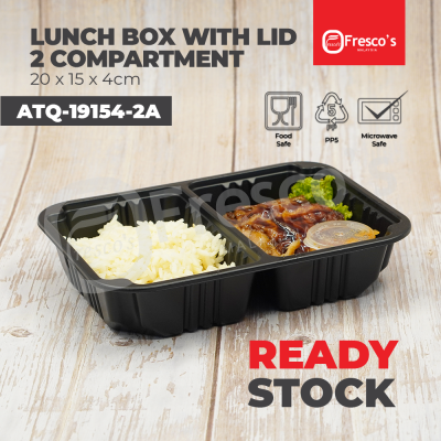 ATQ-19154-2A | 100pcs 2 Compartment Lunch Box with Lid