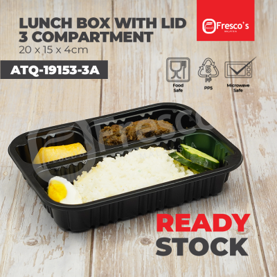 ATQ-19153-3A | 100pcs 3 Compartment Lunch Box with Lid