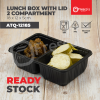 ATQ-12185 | 100pcs 2 Compartment Lunch Box with Lid Plastic Packaging