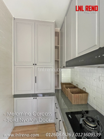 Solid Kitchen Cabinet with solid nyatoh door and melamine carcass in PJ / KL / selangor