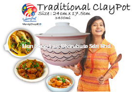 Traditional 100% Hand Made Claypot/ periuk tanah bercorak - Made In Malaysia - Utra Heat 1200'c 纯手工制