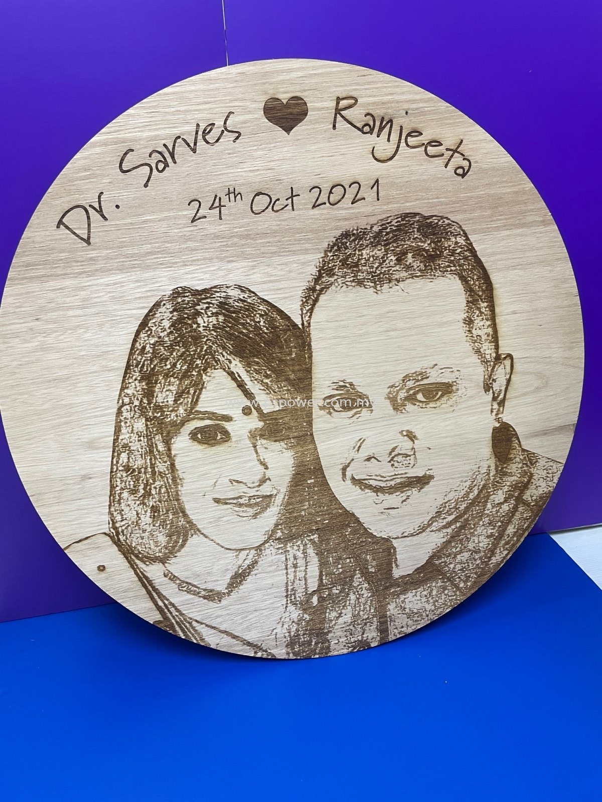Laser Engrave Photo on Wood for Wedding