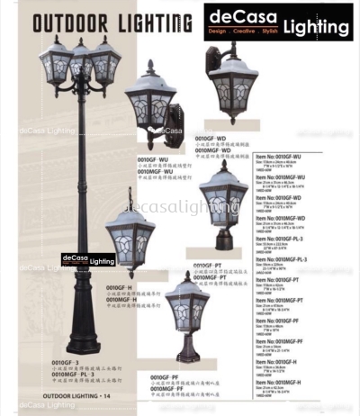 Outdoor Pole Light / Bollard / Wall light / Pillar Light / Pendant Light