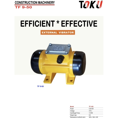 Toku TF9-50: Electric External Vibrator, 1.0kN, 0.09kW, 415V, 8.5kg L001