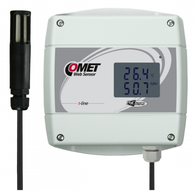 comet t3611 web sensor with poe - remote thermometer hygrometer with ethernet interface