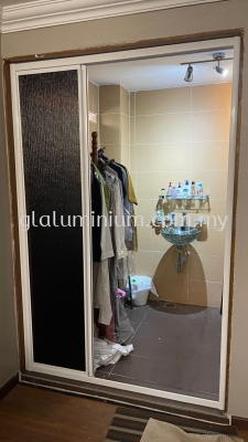 Aluminium shower p/c white + pvc@Ukay Perdana 