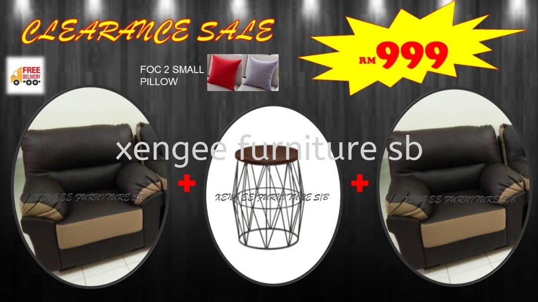 1+1 Quality Sofa FREE Coffee Table RM 999 Only