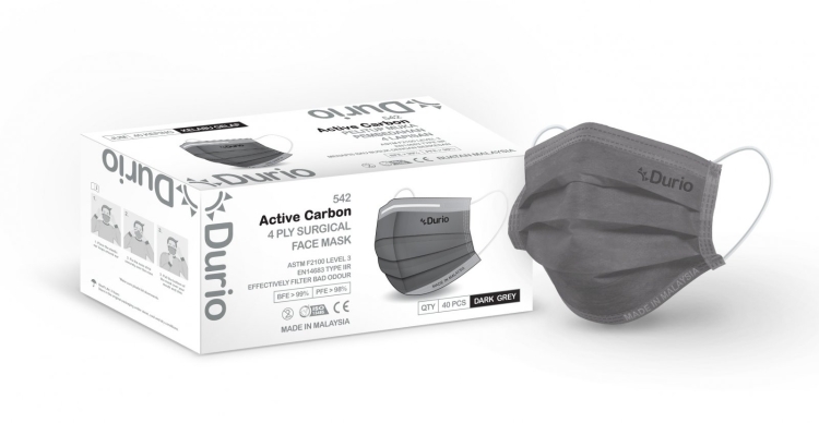 Durio 542 Active Carbon 4 Ply Surgical Face Mask (New Packaging)