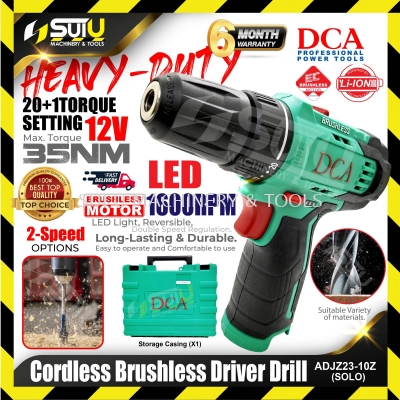 DCA ADJZ23-10 12V 35NM Brushless Cordless Driver Drill 1600RPM (SOLO - No Battery & charger)