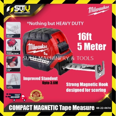 MILWAUKEE 48-22-0616 5M/16FT Compact Magnetic Tape Measure / Measuring Tape