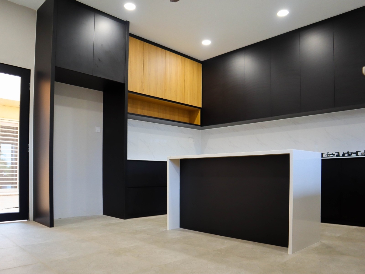 Modern White, Black & Wood Kitchen Design Interior Design Ideas - Renovation - Residential - Segamat Johor  Kitchen Design Residential Design Interior Design