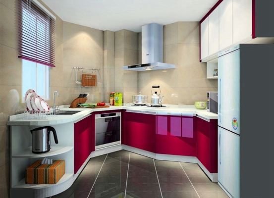 Purple Color Modern Kitchen Cabinet Design Sample