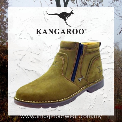 KANGAROO Full Leather Men Mid-Cut Shoe- LM-8117- KHAKI Colour