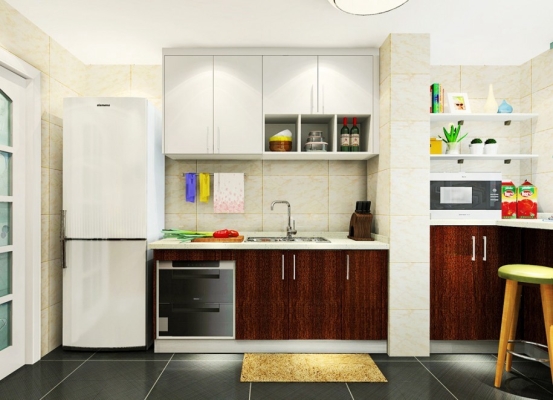 Kabinet Dapur Bawah Warna Kayu Gelap