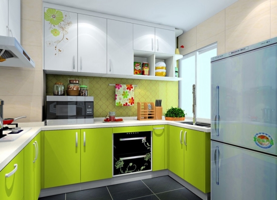 Lime Color Kitchen Cabinet Design