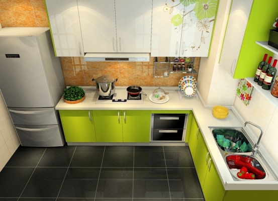 Kabinet Dapur Warna Limau