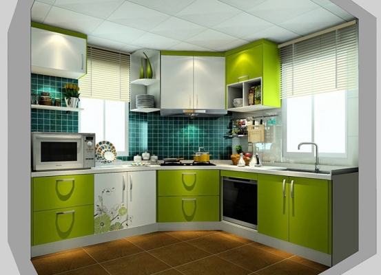 Lime Color Kitchen Cabinet Design