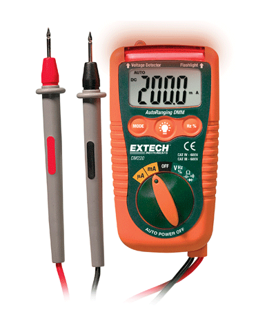 EXTECH DM220 : Mini Pocket MultiMeter with Non-Contact Voltage Detector