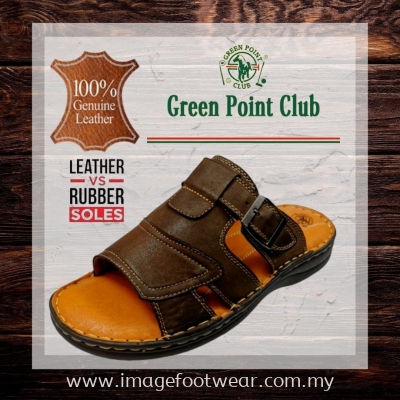 GREEN POINT Genuine Leather Men Slipper -GP-911013-12 COFFEE Colour