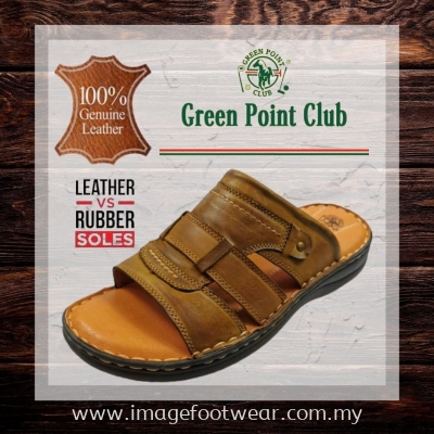 GREEN POINT Genuine Leather Men Slipper -GP-911014-12 BROWN Colour