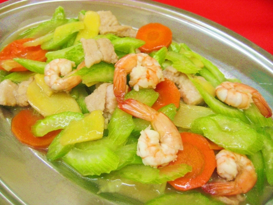 Stir Fried Celery with Pork & Shrimps