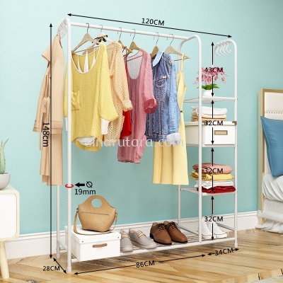 HL-21201 STEEL CLOTHES RACK W/4 LAYER STORAGE