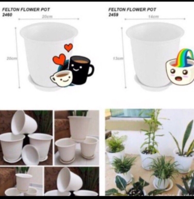 (305) Felton Round Pot 2459 Flower Plant Plastic Modern Design Home Garden Indoor Outdoor Pasu Bunga