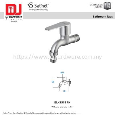 SATINEL FOR ELEGANT HOME LIVING STAINLESS STEEL SUS 304 BATHROOM TAPS WALL COLD TAP EL SS997N (OEL)