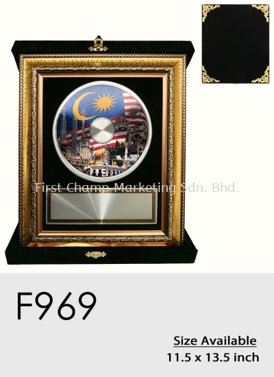 F969 Exclusive Premium Affordable Gold Frame Velvet Box Plaque Malaysia