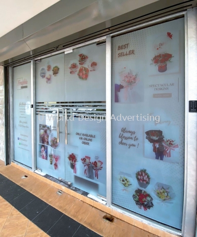 FRESHIA FLORIST WINDOWS GLASS OUTDOOR FROSTED STICKER AT BANDAR BAYU PERDANA, KLANG, SELANGOR, MALAYSIA