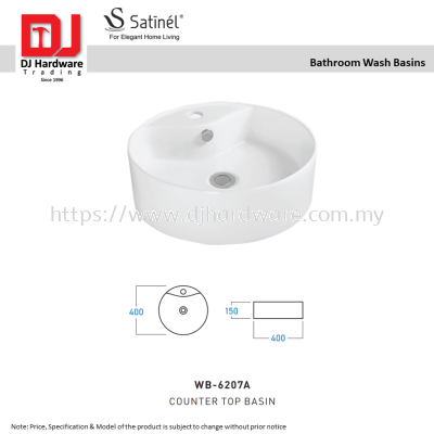 SATINEL FOR ELEGANT HOME LIVING BATHROOM WASH BASINS COUNTER TOP BASIN WB 6207A (OEL)