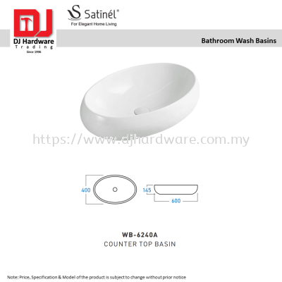 SATINEL FOR ELEGANT HOME LIVING BATHROOM WASH BASINS COUNTER TOP BASIN WB 6240A (OEL)