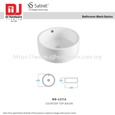 SATINEL FOR ELEGANT HOME LIVING BATHROOM WASH BASINS COUNTER TOP BASIN WB 6231A (OEL)