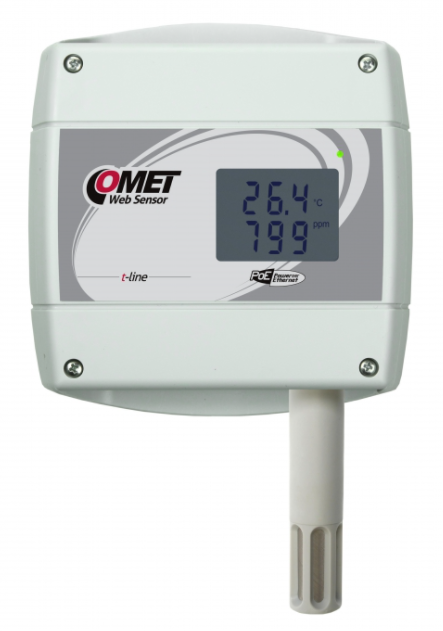 comet t6640 websensor with poe - remote temperature, humidity, co2 concentration with ethernet inter