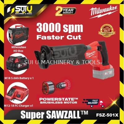 MILWAUKEE FSZ-501X / FSZ-501B 18V M18 Fuel Gen II Super Sawzall / Reciprocating Saw 3000SPM (SET)