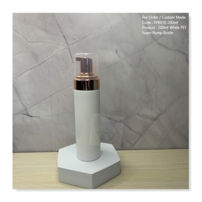 200ml White PET Bottle with Chrome Rose Gold Foam Pump - FPB010