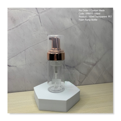 100ml Transparent PET Bottle with Chrome Rose Gold Foam Pump - FPB011