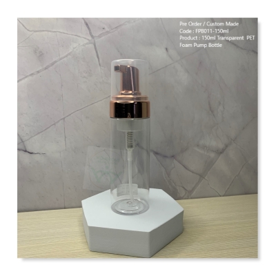 150ml Transparent PET Bottle with Chrome Rose Gold Foam Pump - FPB011