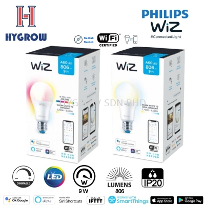 WiZ E27 LED Smart Lighting Tunable White and Colour Bulb (9W 2700-6500 K)