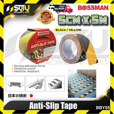 BOSSMAN BBY55 5/10 Rolls 5CM x 5M Anti Slip Tape (Black & Yellow)