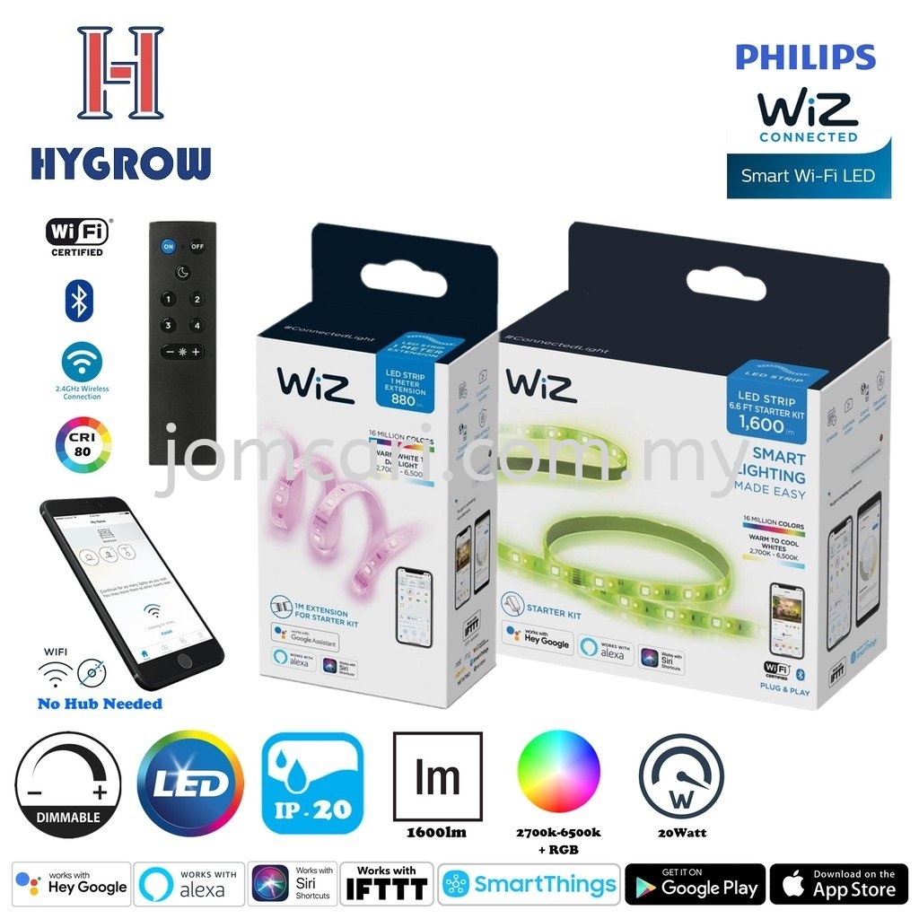 WiZ Smart Lighting White and Coloured LED Strip 2-Meter Starter Kit |  1-Meter Extension LED Strip Lighting Selangor, Malaysia, Kuala Lumpur (KL),  Penang, Kajang, Ayer Itam Supplier, Suppliers, Supply, Supplies | Hygrow