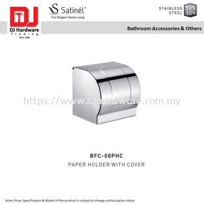 SATINEL FOR ELEGANT HOME LIVING STAINLESS STEEL SUS 304 BATHROOM ACCESSORIES & OTHER PAPER HOLDER WITH COVER BFC 08PHC (OEL)