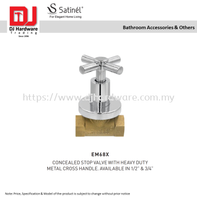 SATINEL FOR ELEGANT HOME LIVING BATHROOM ACCESSORIES & OTHER CONCEALED STOP VALVE WITH HEAVY DUTY METAL CROSS HANDLE AVAILABLE IN 1.2'' & 3.4''  EM68X (OEL)